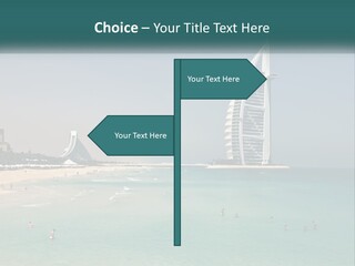 A Picture Of A Beach With A Very Tall Building In The Background PowerPoint Template