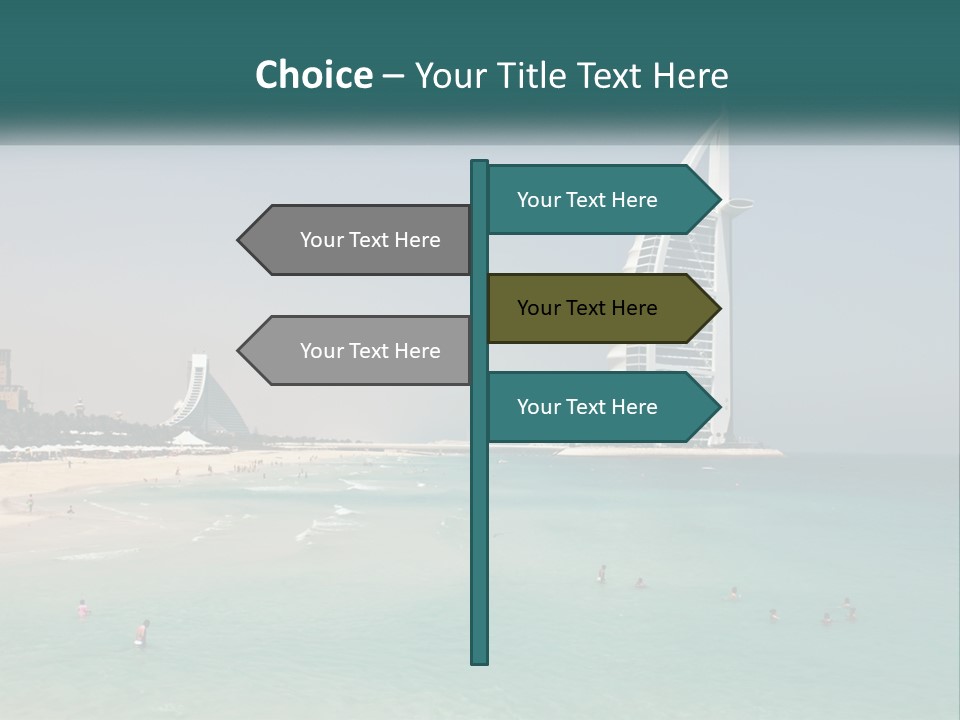 A Picture Of A Beach With A Very Tall Building In The Background PowerPoint Template