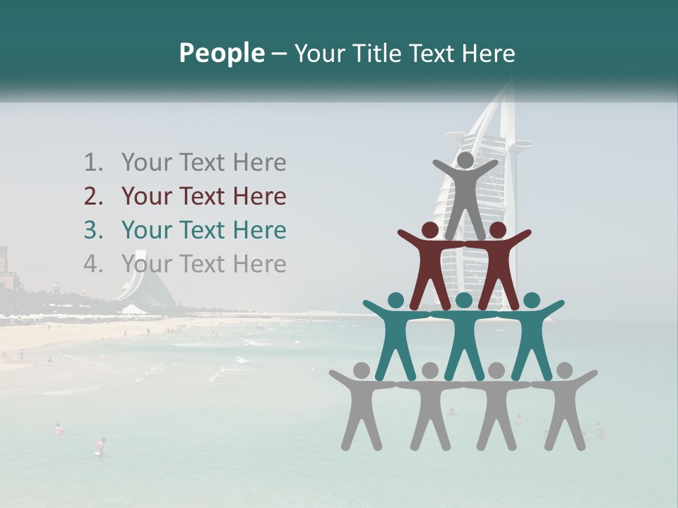 A Picture Of A Beach With A Very Tall Building In The Background PowerPoint Template