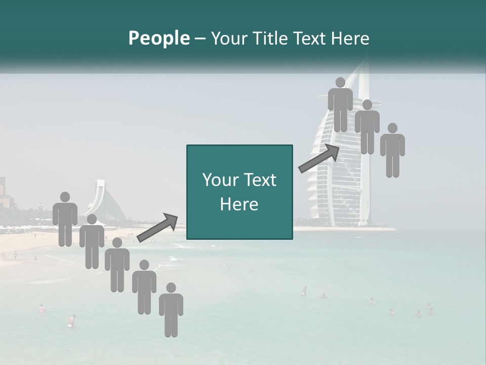 A Picture Of A Beach With A Very Tall Building In The Background PowerPoint Template