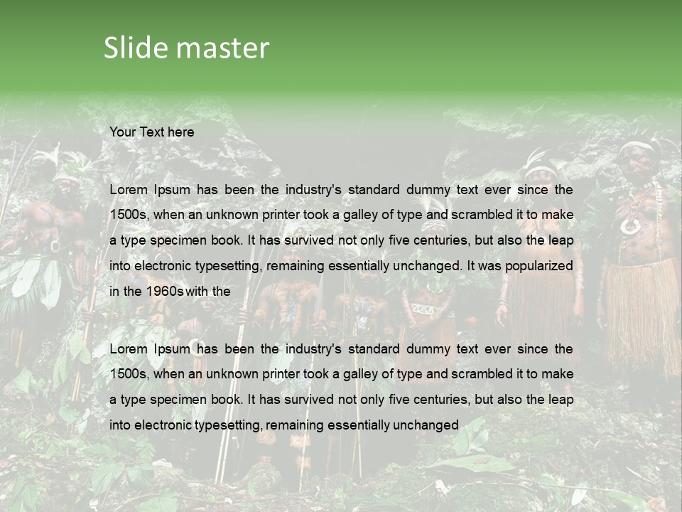 A Group Of Native People Standing In Front Of A Cave PowerPoint Template