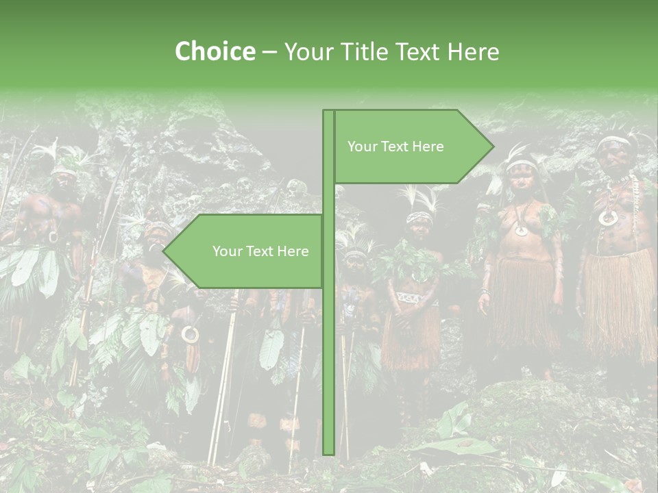 A Group Of Native People Standing In Front Of A Cave PowerPoint Template