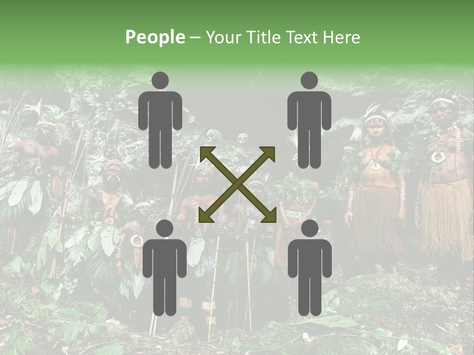 A Group Of Native People Standing In Front Of A Cave PowerPoint Template