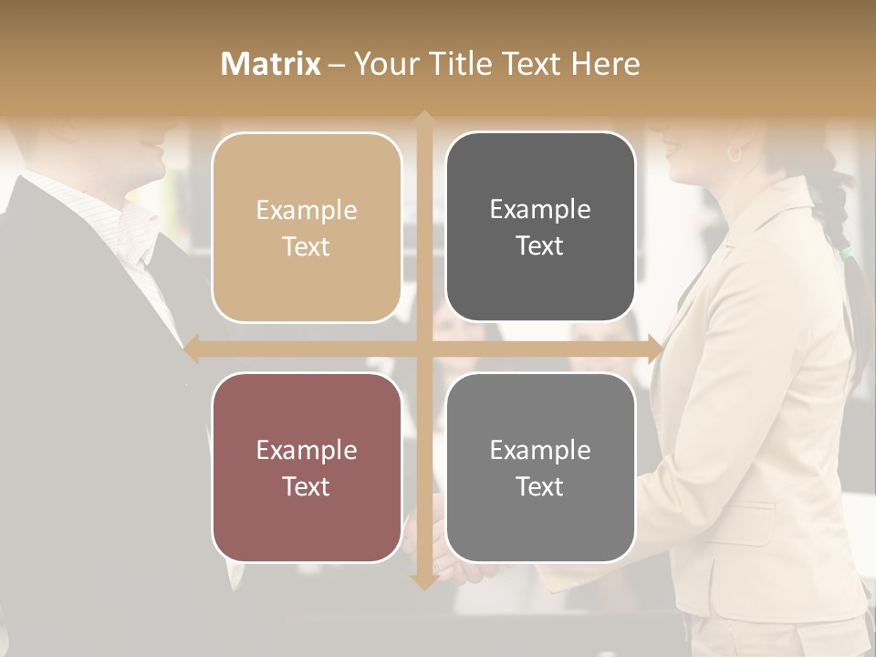 Two People Shaking Hands In Front Of A Group Of People PowerPoint Template