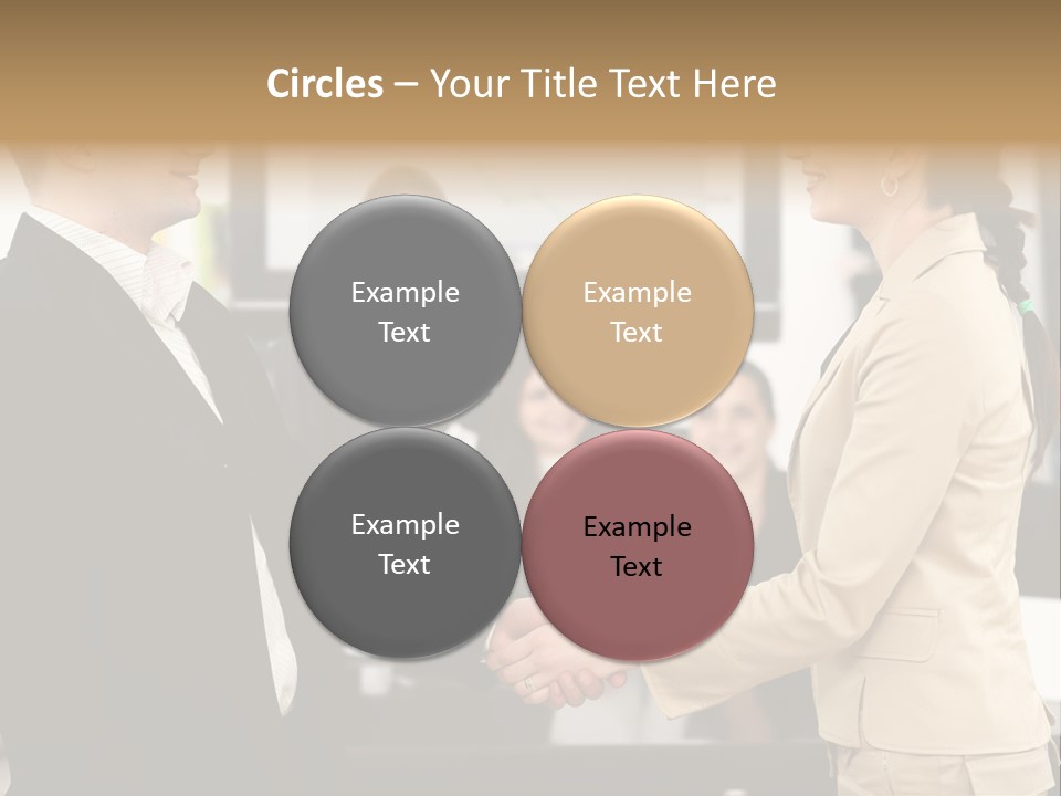 Two People Shaking Hands In Front Of A Group Of People PowerPoint Template