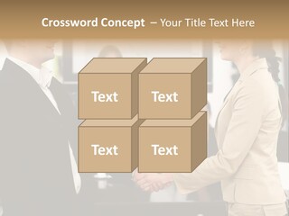 Two People Shaking Hands In Front Of A Group Of People PowerPoint Template