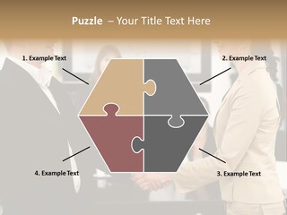 Two People Shaking Hands In Front Of A Group Of People PowerPoint Template