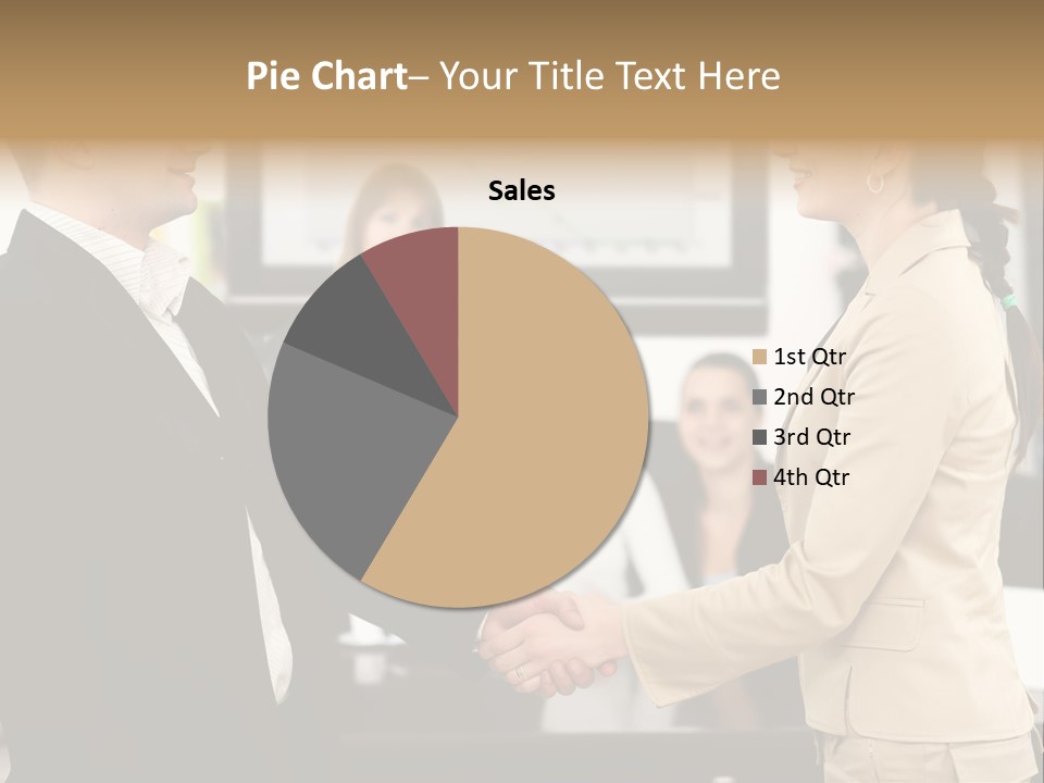 Two People Shaking Hands In Front Of A Group Of People PowerPoint Template