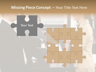 Two People Shaking Hands In Front Of A Group Of People PowerPoint Template