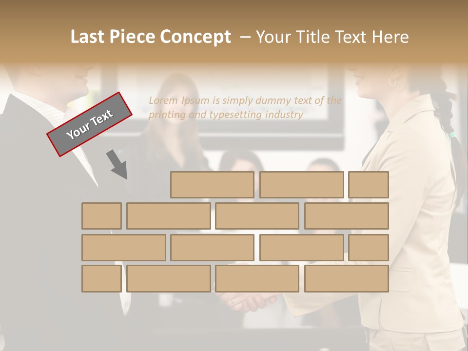 Two People Shaking Hands In Front Of A Group Of People PowerPoint Template