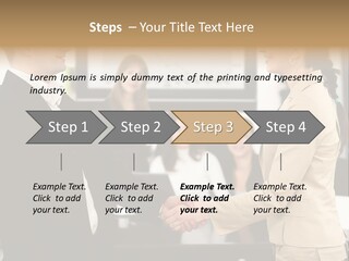 Two People Shaking Hands In Front Of A Group Of People PowerPoint Template