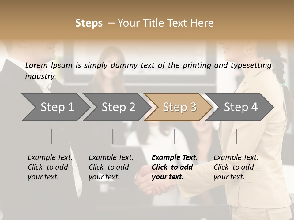 Two People Shaking Hands In Front Of A Group Of People PowerPoint Template
