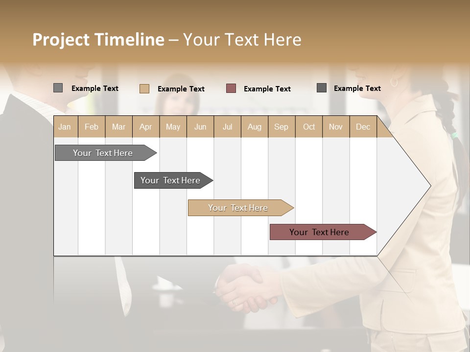 Two People Shaking Hands In Front Of A Group Of People PowerPoint Template