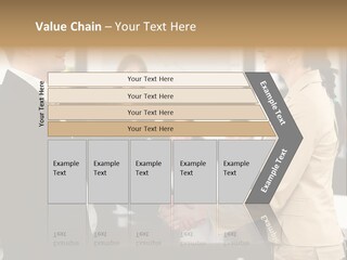 Two People Shaking Hands In Front Of A Group Of People PowerPoint Template