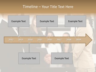 Two People Shaking Hands In Front Of A Group Of People PowerPoint Template