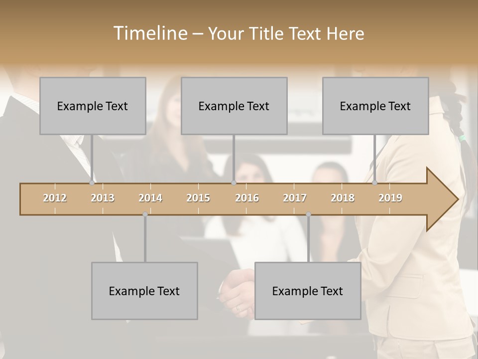 Two People Shaking Hands In Front Of A Group Of People PowerPoint Template