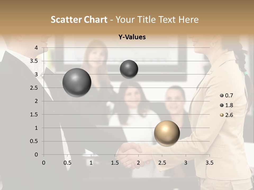 Two People Shaking Hands In Front Of A Group Of People PowerPoint Template
