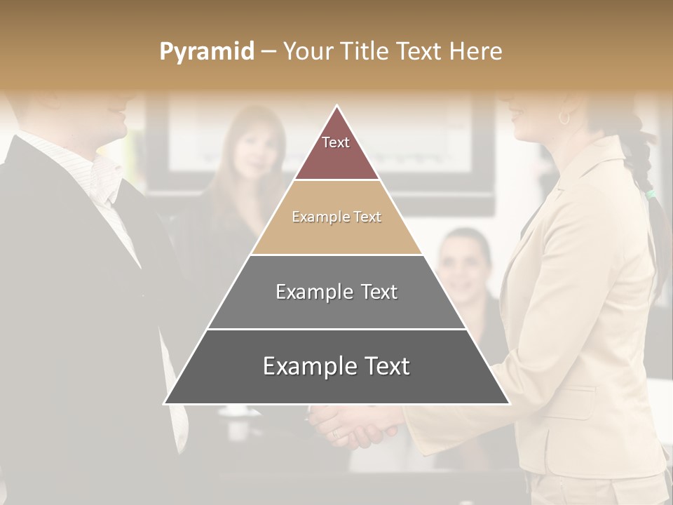 Two People Shaking Hands In Front Of A Group Of People PowerPoint Template