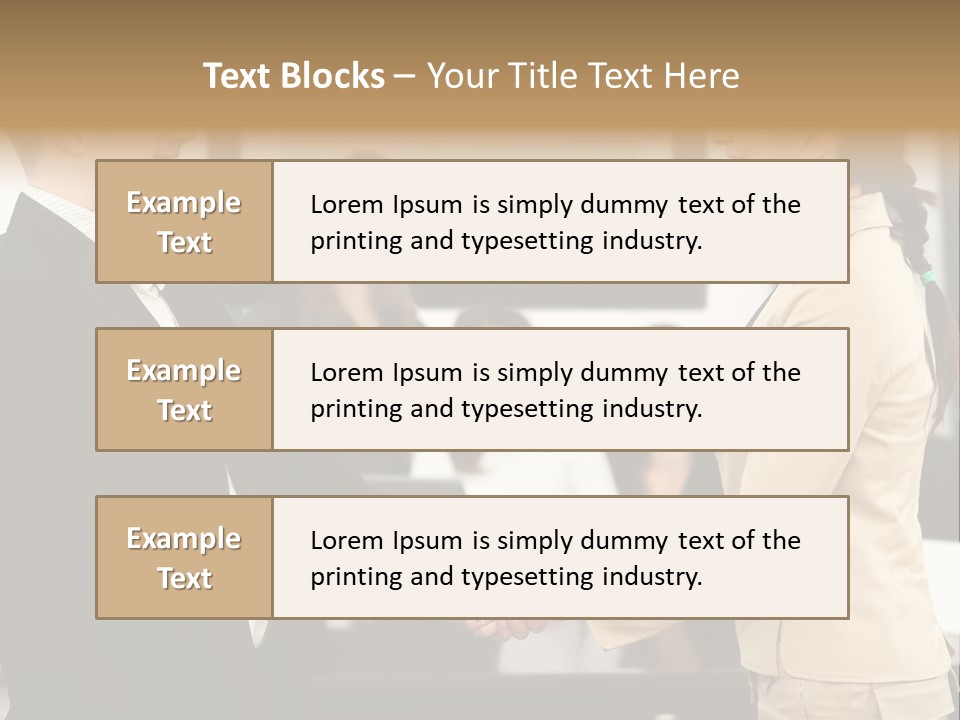 Two People Shaking Hands In Front Of A Group Of People PowerPoint Template