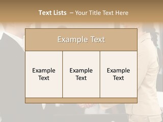 Two People Shaking Hands In Front Of A Group Of People PowerPoint Template