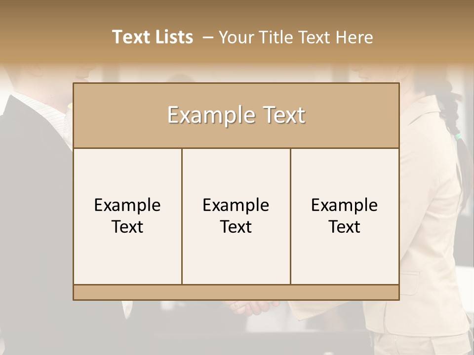 Two People Shaking Hands In Front Of A Group Of People PowerPoint Template