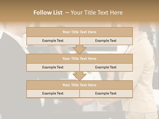 Two People Shaking Hands In Front Of A Group Of People PowerPoint Template