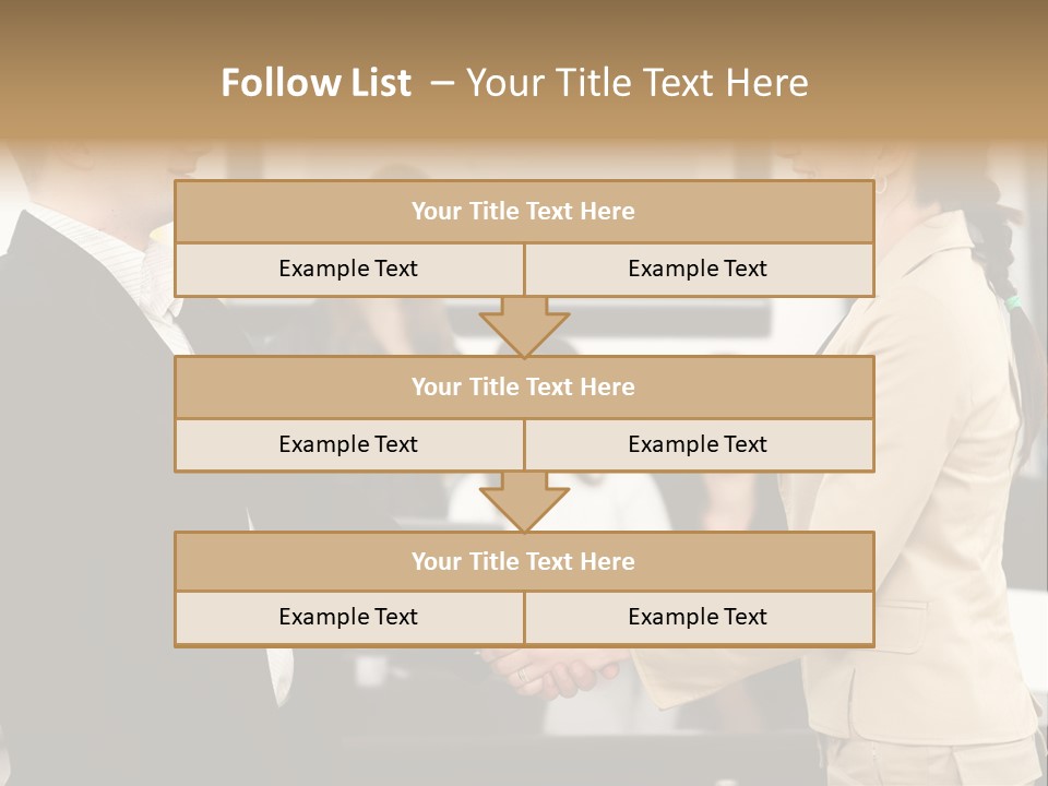 Two People Shaking Hands In Front Of A Group Of People PowerPoint Template