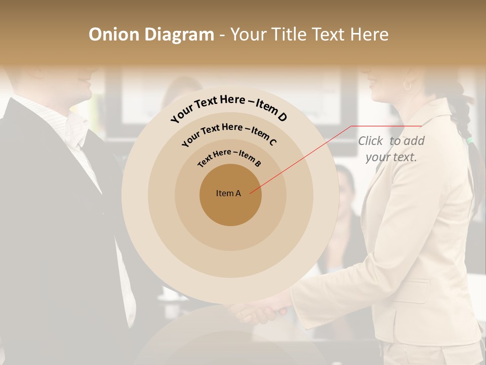 Two People Shaking Hands In Front Of A Group Of People PowerPoint Template