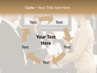 Two People Shaking Hands In Front Of A Group Of People PowerPoint Template