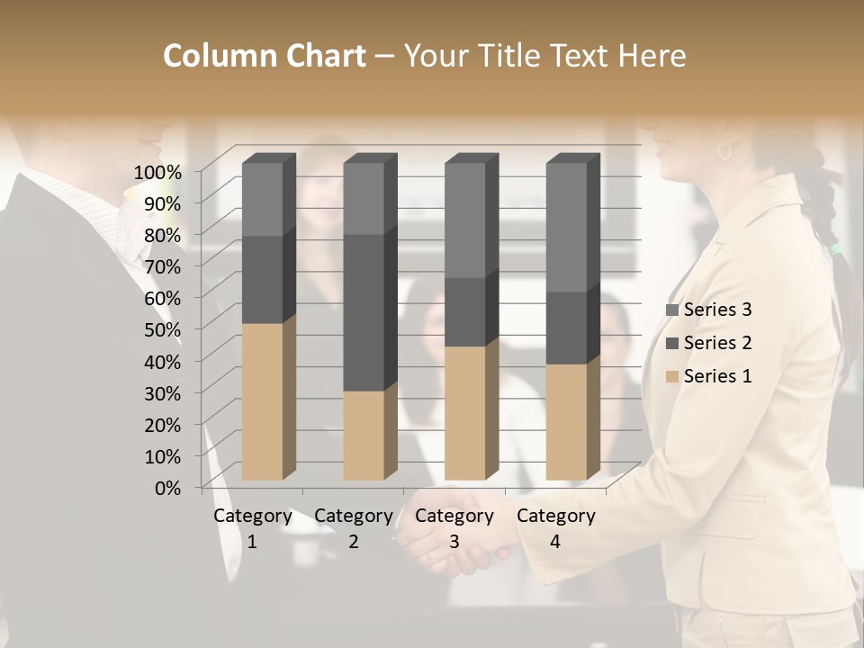 Two People Shaking Hands In Front Of A Group Of People PowerPoint Template