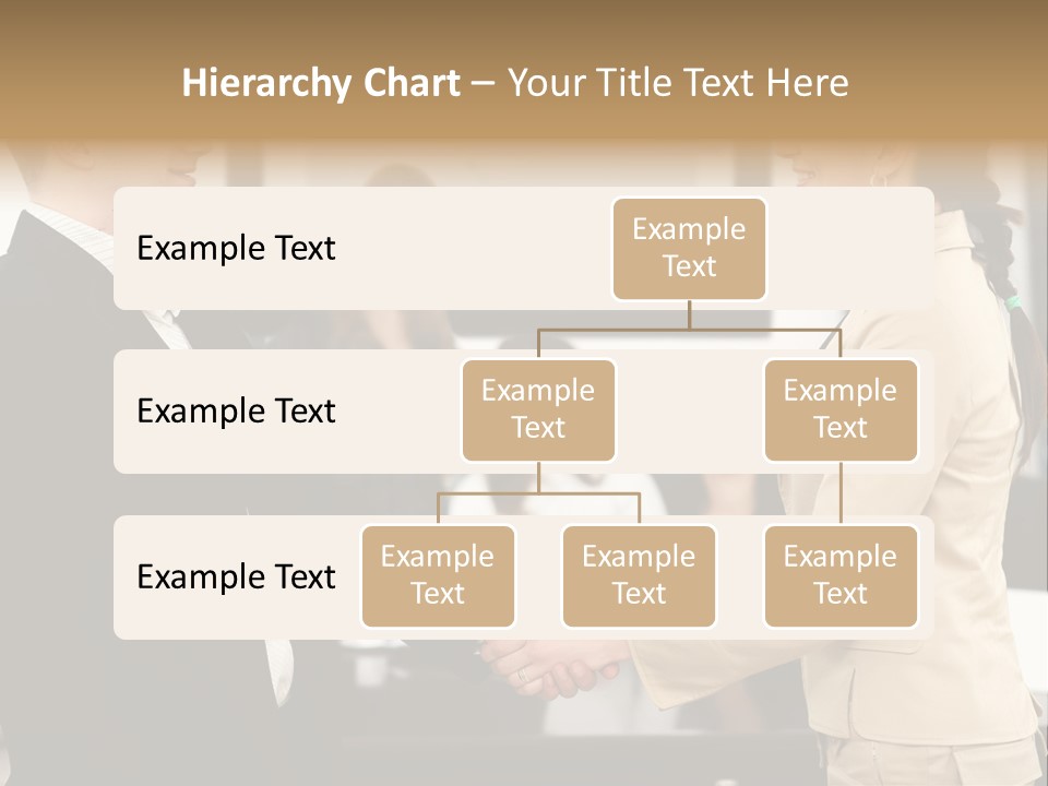 Two People Shaking Hands In Front Of A Group Of People PowerPoint Template