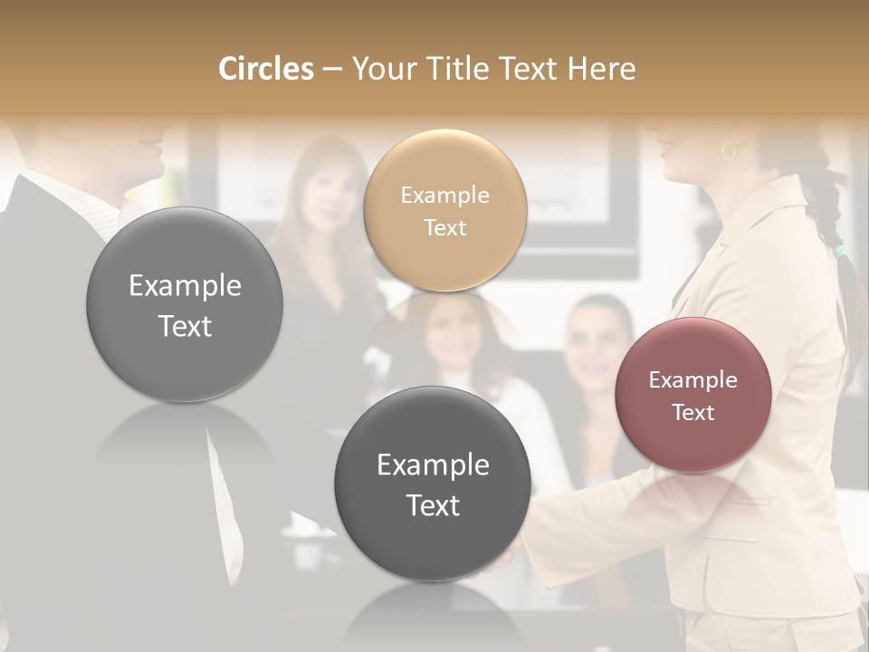 Two People Shaking Hands In Front Of A Group Of People PowerPoint Template