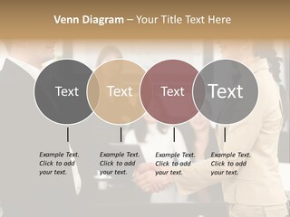 Two People Shaking Hands In Front Of A Group Of People PowerPoint Template