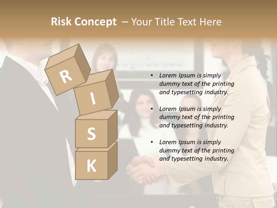 Two People Shaking Hands In Front Of A Group Of People PowerPoint Template