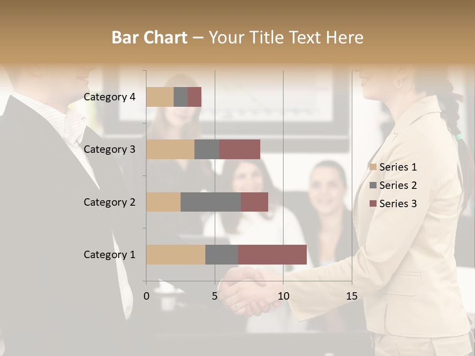 Two People Shaking Hands In Front Of A Group Of People PowerPoint Template