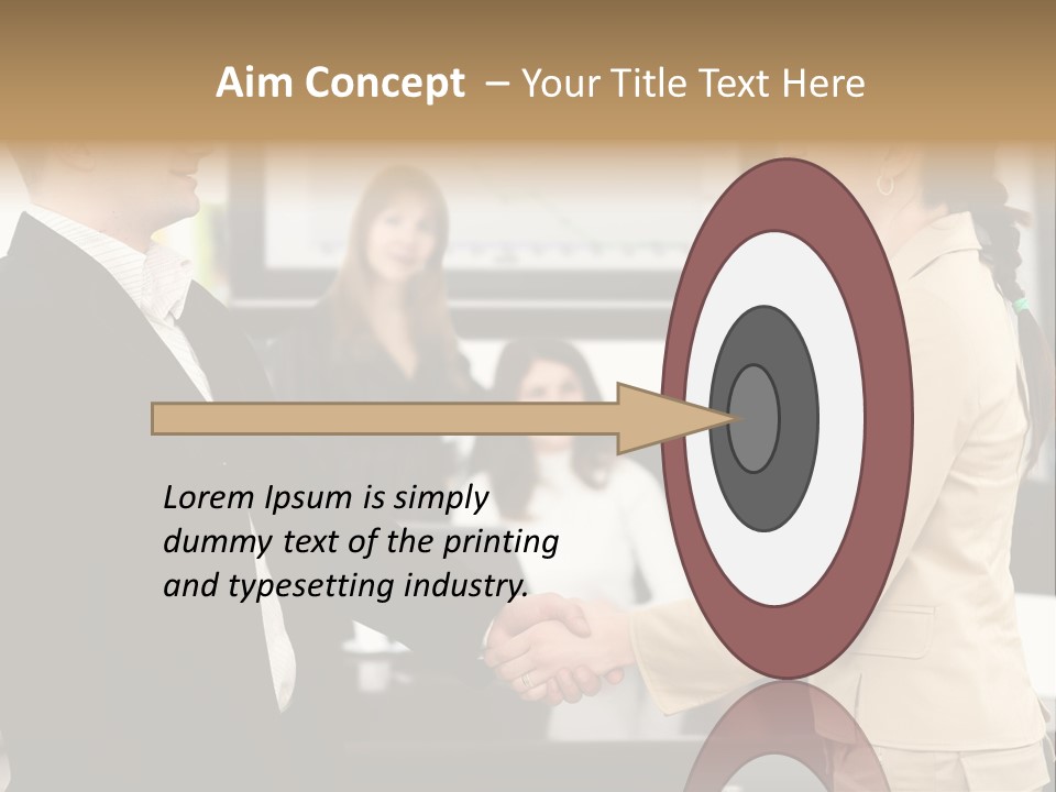 Two People Shaking Hands In Front Of A Group Of People PowerPoint Template