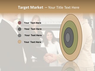 Two People Shaking Hands In Front Of A Group Of People PowerPoint Template