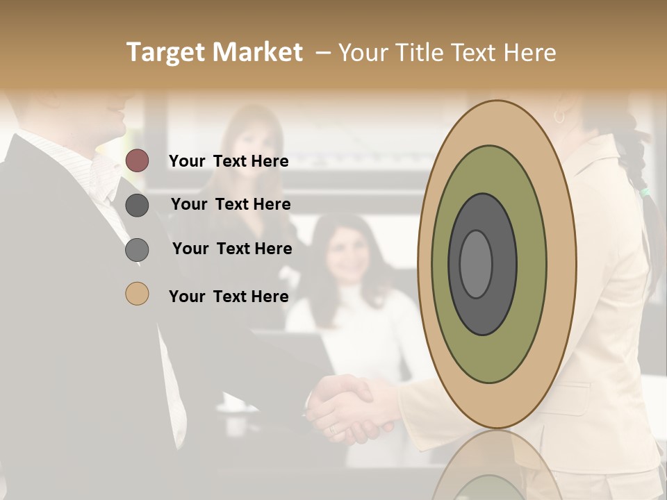 Two People Shaking Hands In Front Of A Group Of People PowerPoint Template