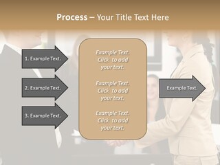 Two People Shaking Hands In Front Of A Group Of People PowerPoint Template