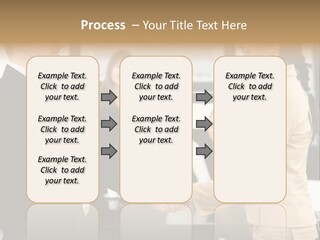 Two People Shaking Hands In Front Of A Group Of People PowerPoint Template