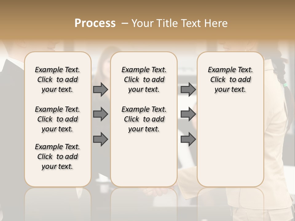 Two People Shaking Hands In Front Of A Group Of People PowerPoint Template
