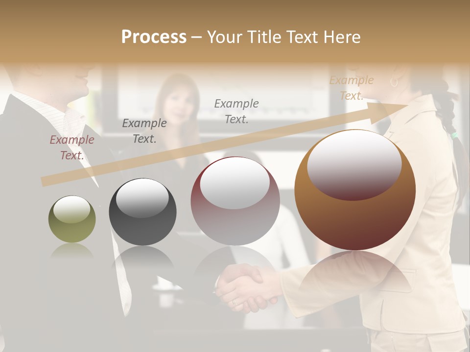 Two People Shaking Hands In Front Of A Group Of People PowerPoint Template