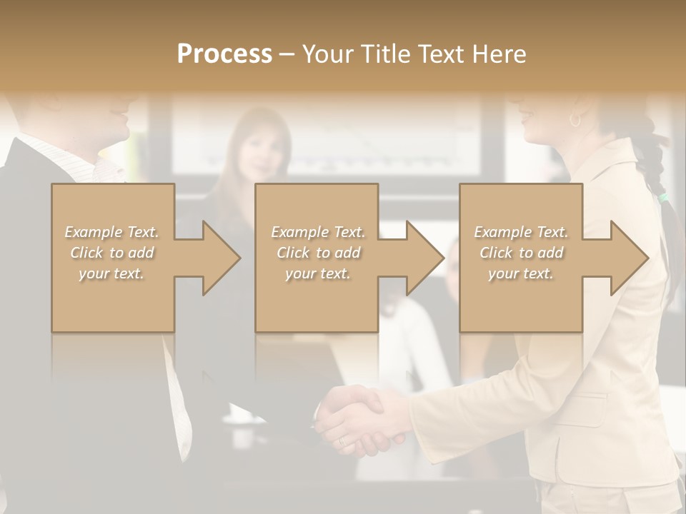 Two People Shaking Hands In Front Of A Group Of People PowerPoint Template