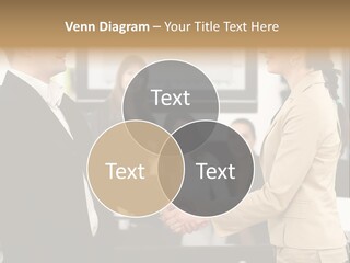 Two People Shaking Hands In Front Of A Group Of People PowerPoint Template