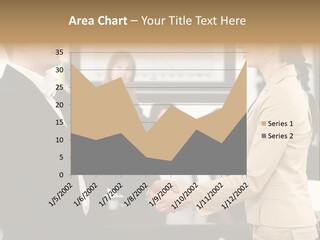 Two People Shaking Hands In Front Of A Group Of People PowerPoint Template