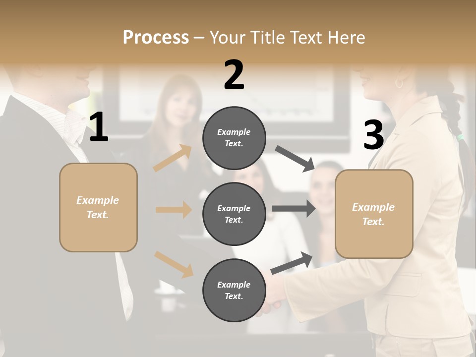 Two People Shaking Hands In Front Of A Group Of People PowerPoint Template