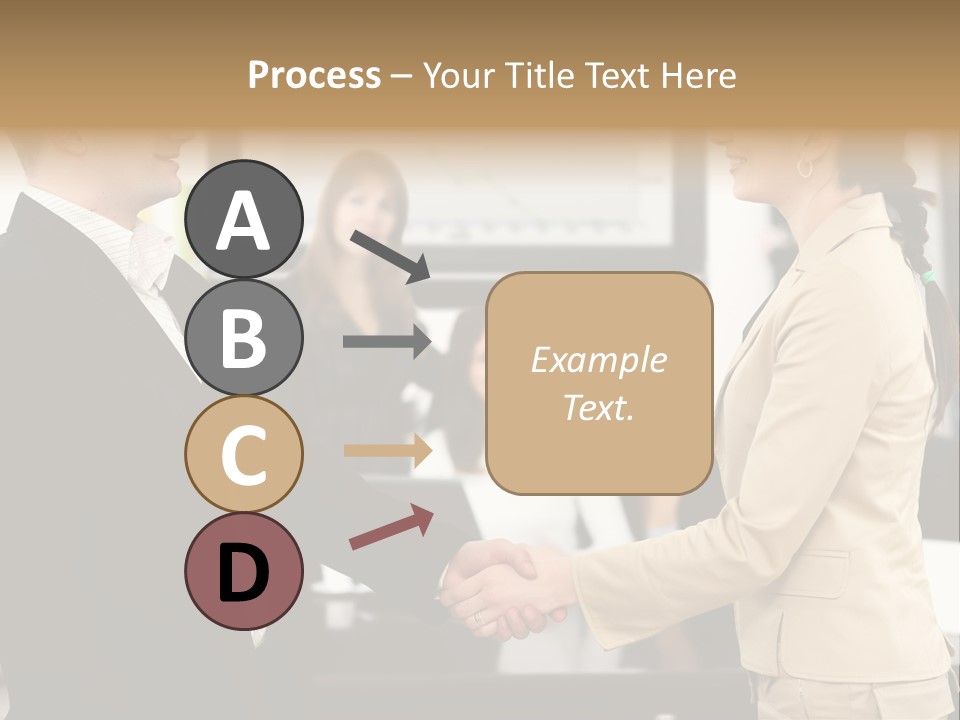 Two People Shaking Hands In Front Of A Group Of People PowerPoint Template