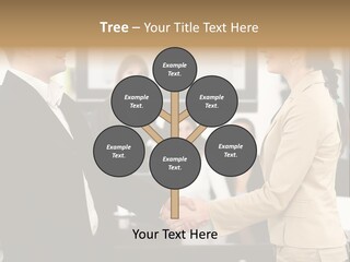 Two People Shaking Hands In Front Of A Group Of People PowerPoint Template