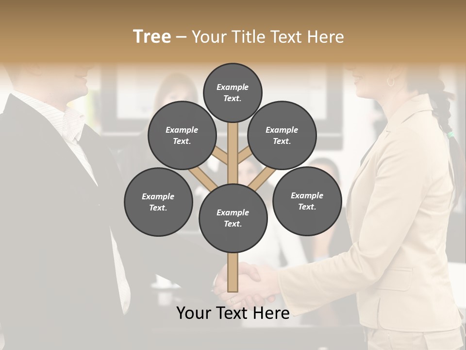 Two People Shaking Hands In Front Of A Group Of People PowerPoint Template