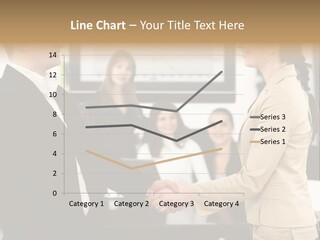 Two People Shaking Hands In Front Of A Group Of People PowerPoint Template